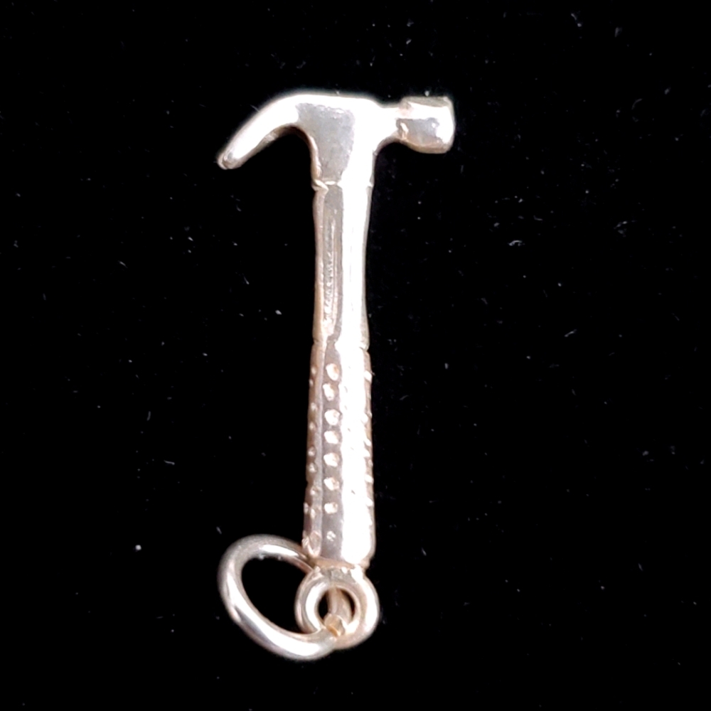 Sterling Silver Detailed Claw Hammer Pendant Charm